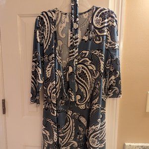 Blue + Black Paisley Lularoe Michelle Wrap Dress Size M